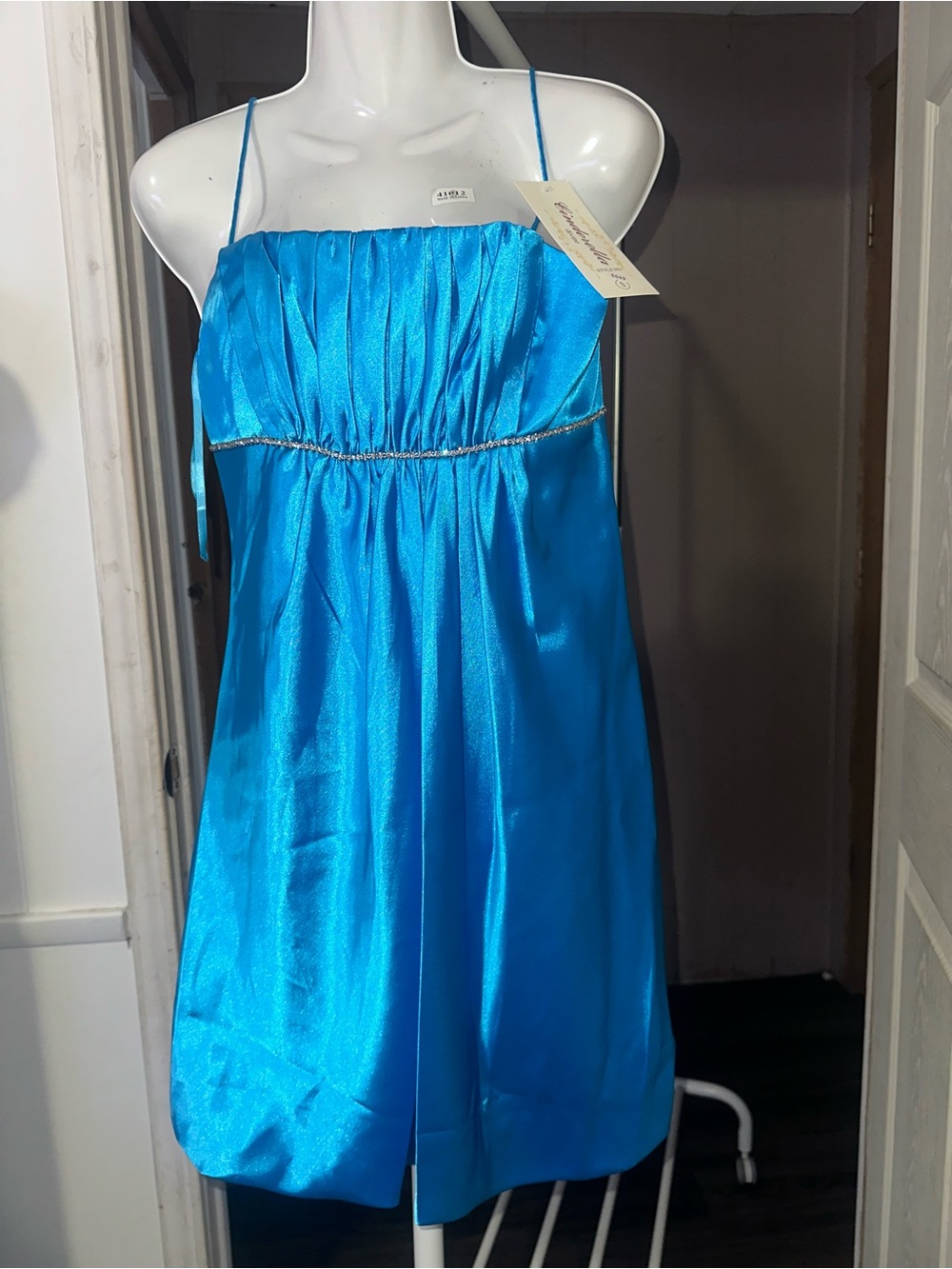 Cinderella Bright Blue Satin Spaghetti-Strap Party Dress